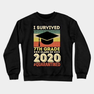 Vintage I Survived 7th Grade Funny Quarantine Graduation Class Of 2020 Quarantined Kids Boy Girls Gift Crewneck Sweatshirt